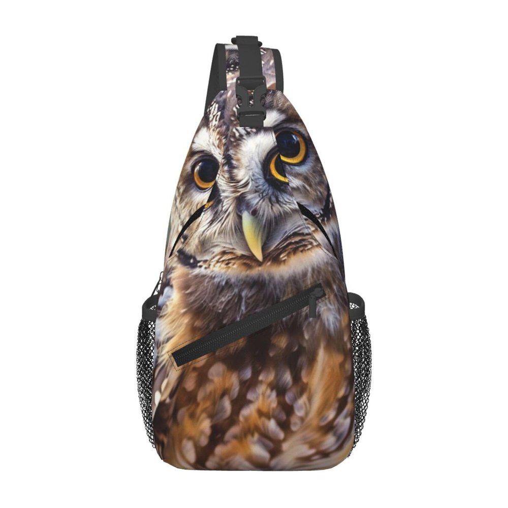 ULKMFFCF Owl Print Crossbody Sling Bag for Men and Women, Black