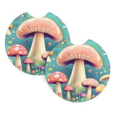 Phayah Pretty Little Mushrooms Car Cup Coasters, 2-Pack