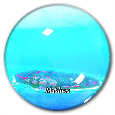 Maldives Refrigerator Magnet, Glass Travel Souvenir