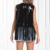 Duohropke Metallic Shiny Women's Jacket, Party Club Top, Hiphop Tinsel Cardigan, Sequin Fringe Vest, Boho Western Jacket view 2