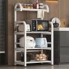 White Kitchen Cabinet with Multi-Tier Shelves for Microwave, Restaurant, Furniture, Sideboard view 3