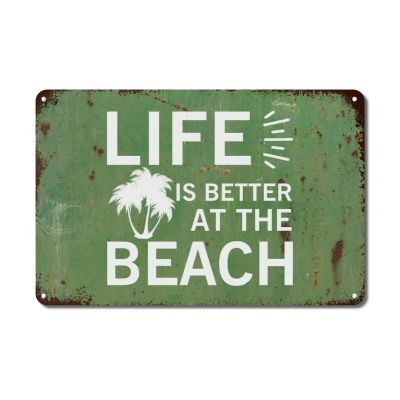 Guangpat Metal Sign “Life Is Better at The Beach,” Vintage Wall Decor, 12 x 8 in