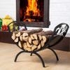 Iron Firewood Storage Rack with Decorative Basket view 3