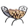 Iron Firewood Storage Rack with Decorative Basket view 4