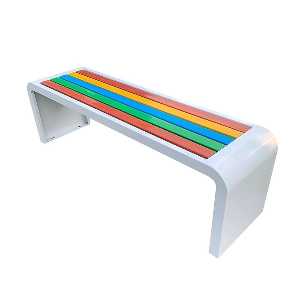 xjdagaoge Outdoor Bench, Backless Galvanized Steel Patio Bench, White, 150 cm/59 in