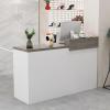 Modern Reception Desk with Lockable Drawers, Walnut and White view 1
