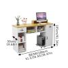 Modern Reception Desk with Lockable Drawers, Walnut and White view 2