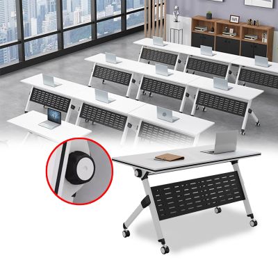 Modern Portable Folding Conference Table with Flip Top, White, 160 x 50.8 x 76.2 cm