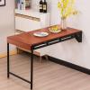 Teak Wood Wall-Mounted Folding Table for Kitchen, Office, Bedroom, or Balcony view 1