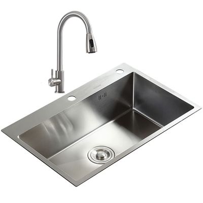 BGFYUSF Kitchen Bar Single-Bowl Stainless Steel Sink, Silver, 55 x 45 x 20 cm