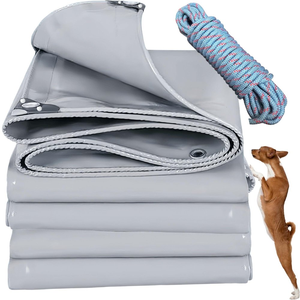 YANFEILI Wood Cover Tarp, 1 x 24 m, 520 g/m² PVC Fabric, Gray