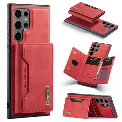2-in-1 Wallet Case for OnePlus Nord 2, Matte Leather, Card Holder, Detachable Wallet, Buckle Design - Red