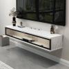 Wall-Mounted Solid Wood TV Cabinet with Flip-Down Drawer view 1