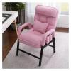 Pink Velvet Accent Chair with Lumbar Pillow and Metal Frame view 1