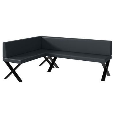 MEBLINI Toni Dining Corner Bench, Left, 142 x 196 x 87 cm, Dark Gray Faux Leather