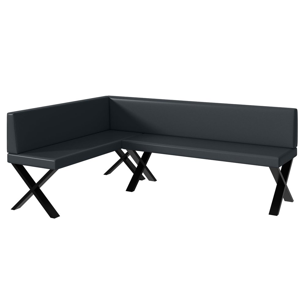 MEBLINI Toni Dining Corner Bench, Left, 142 x 196 x 87 cm, Dark Gray Faux Leather