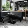 MEBLINI Toni Dining Corner Bench, Left, 142 x 196 x 87 cm, Dark Gray Faux Leather view 2
