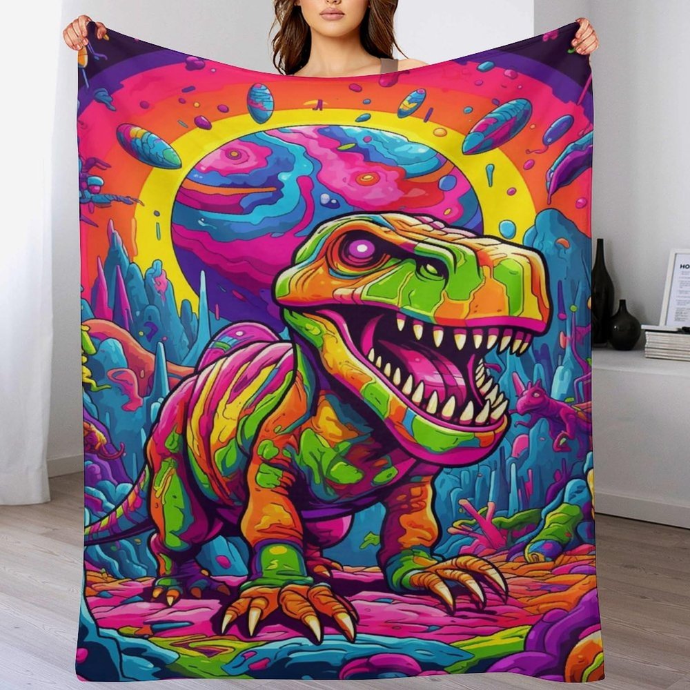 Dinosaur Blanket, Soft Warm Flannel Fleece Throw, 180 x 200 cm