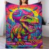 Dinosaur Blanket, Soft Warm Flannel Fleece Throw, 180 x 200 cm view 1