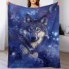 Wolf Flannel Fleece Blanket for Sofa, Couch, or Bed, 130 x 150 cm view 1