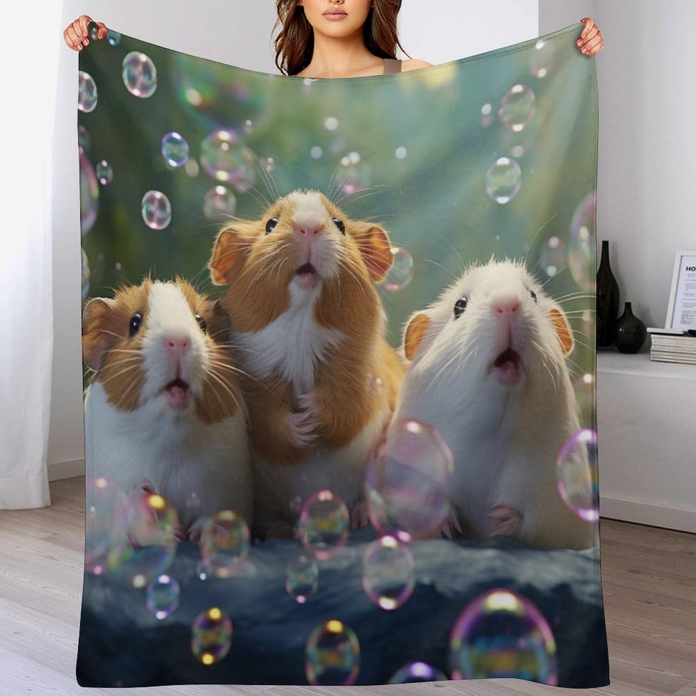 AAPZY Fuzzy Hamster Sofa Blanket, Super-Soft Flannel Fleece Throw, 130 x 180 cm