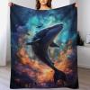 Whale Blanket, Plush Soft Warm Flannel Throw, Four-Season Fleece Blanket, Sofa and Bed Blanket, 150 x 200 cm view 1