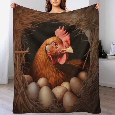 AAPZY Chicken Print Blanket, Soft All-Season Plush Flannel Throw, 130 x 180 cm