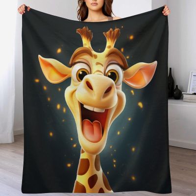 Giraffe Flannel Blanket, Soft Fleece Throw for Bed and Sofa, 150 x 200 cm