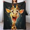 Giraffe Flannel Blanket, Soft Fleece Throw for Bed and Sofa, 150 x 200 cm view 1