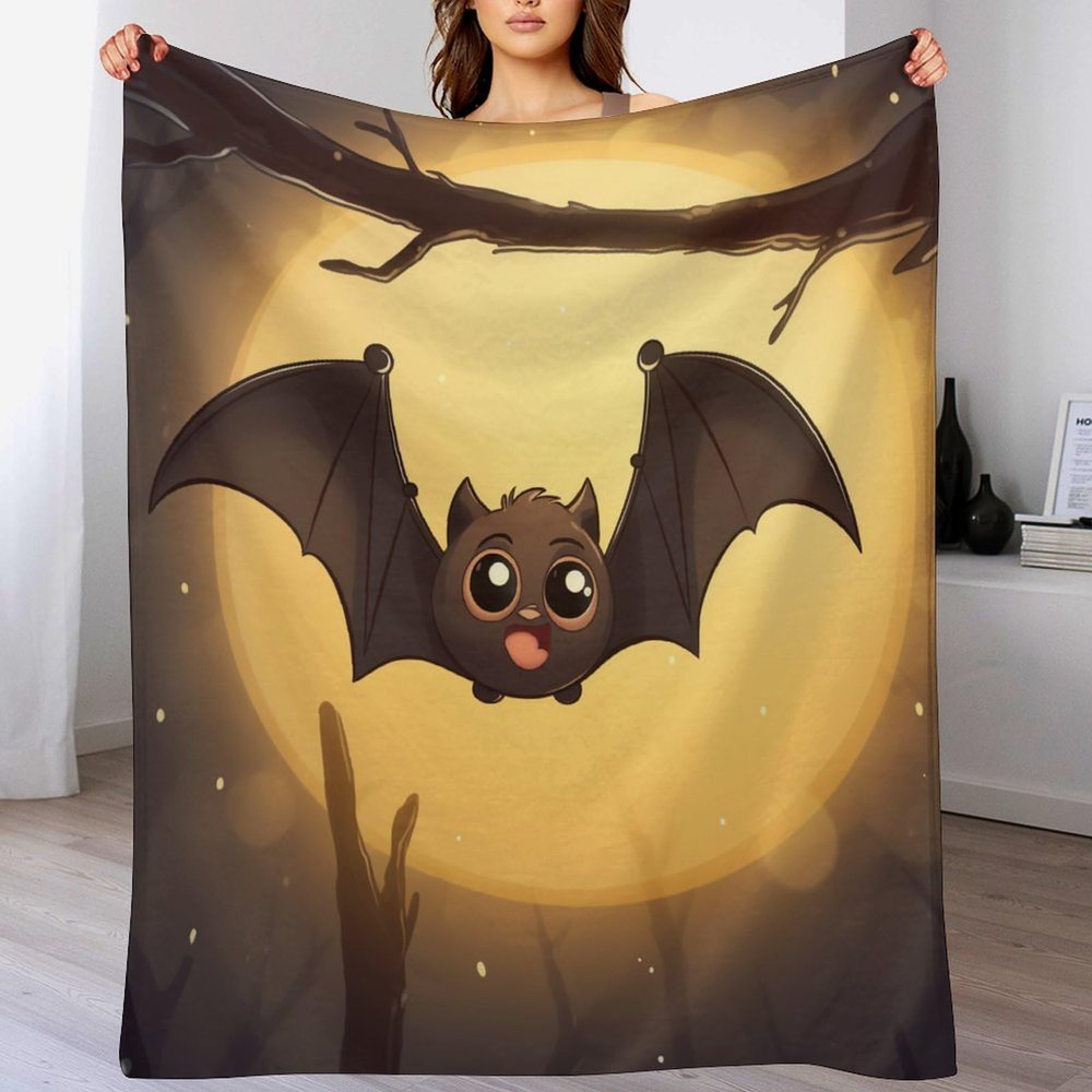 Bat Blanket, Extra-Thick Warm Flannel Fleece Throw, 150 x 200 cm