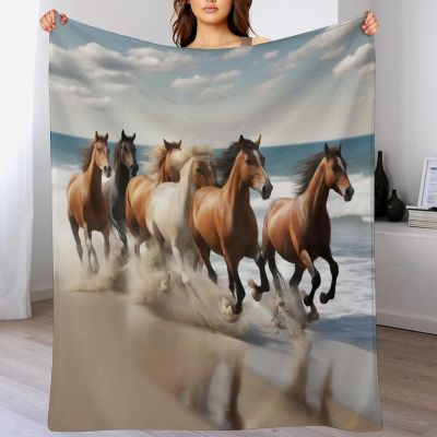 AAPZY Horse Flannel Fleece Blanket, Super-Soft Lightweight 3D Throw for Couch or Bed, 130 x 150 cm