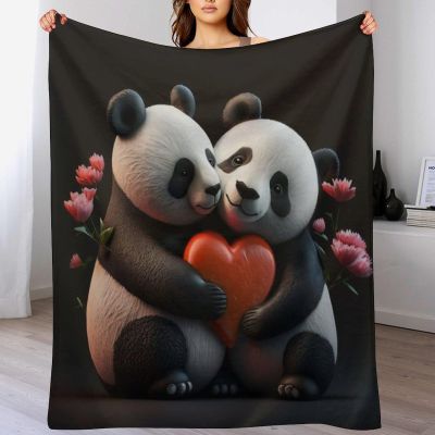 Panda Flannel Throw Blanket, Soft and Warm, 100 x 130 cm