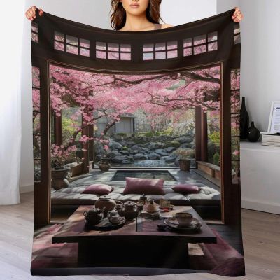 Japan-Style Cozy Flannel Throw Blanket for Bed or Sofa, 180 × 200 cm