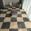 CucCe Plush Foam Floor Mats, 20 Interlocking Carpet Tiles, Non-Slip Square Floor Tiles, Light Coffee + Gray view 1