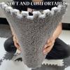 CucCe Plush Foam Floor Mats, 20 Interlocking Carpet Tiles, Non-Slip Square Floor Tiles, Light Coffee + Gray view 4