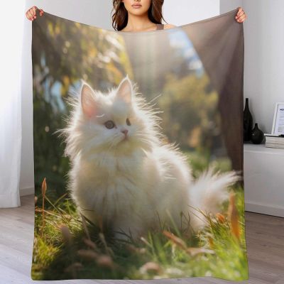 Cute Cat Blanket, Fluffy & Super Soft Flannel Fleece Throw, 150 x 200 cm