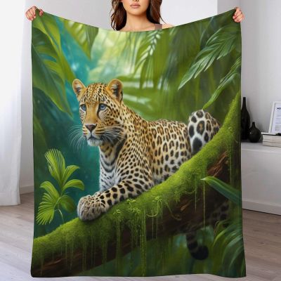 Cheetah Print Thick Flannel Fleece Blanket, Soft Cozy Sofa Throw, 180 × 200 cm