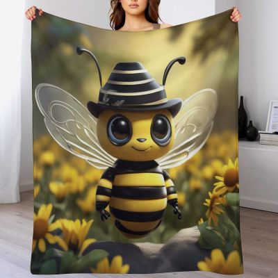 AAPZY Cute Bee Flannel Fleece Sofa Blanket, Soft Throw, 150 x 200 cm