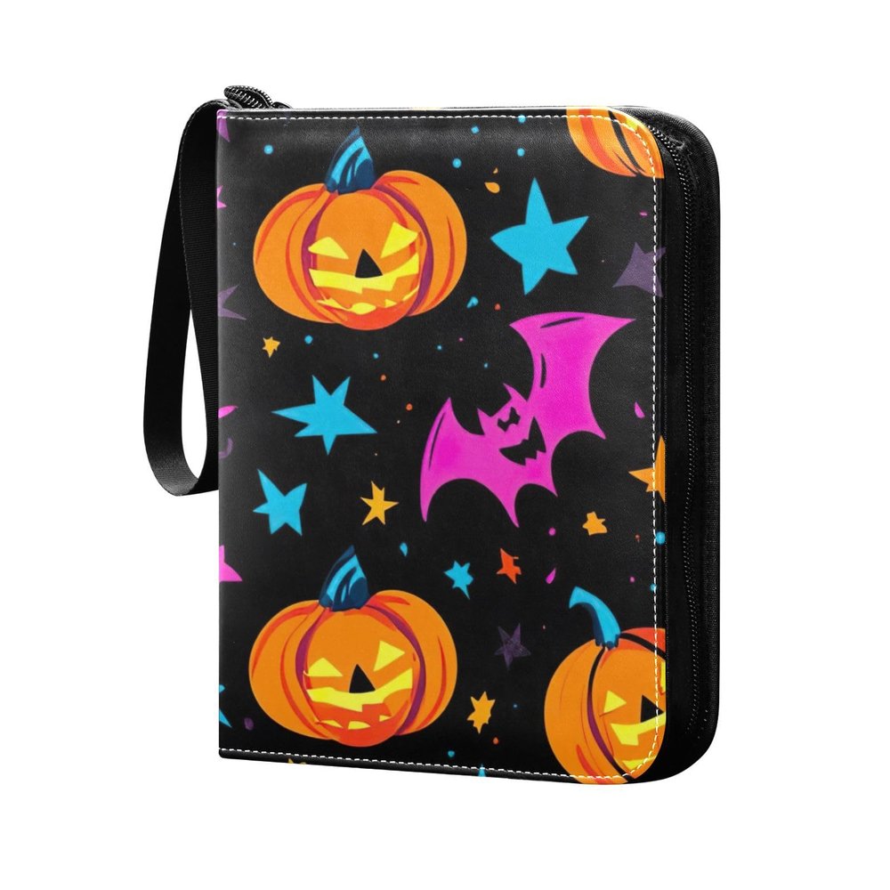 Colorful Trading Card Binder with Sleeves, Pumpkin Design