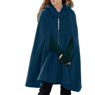Elegant Hooded Cotton Cape, Unisex Medieval Poncho