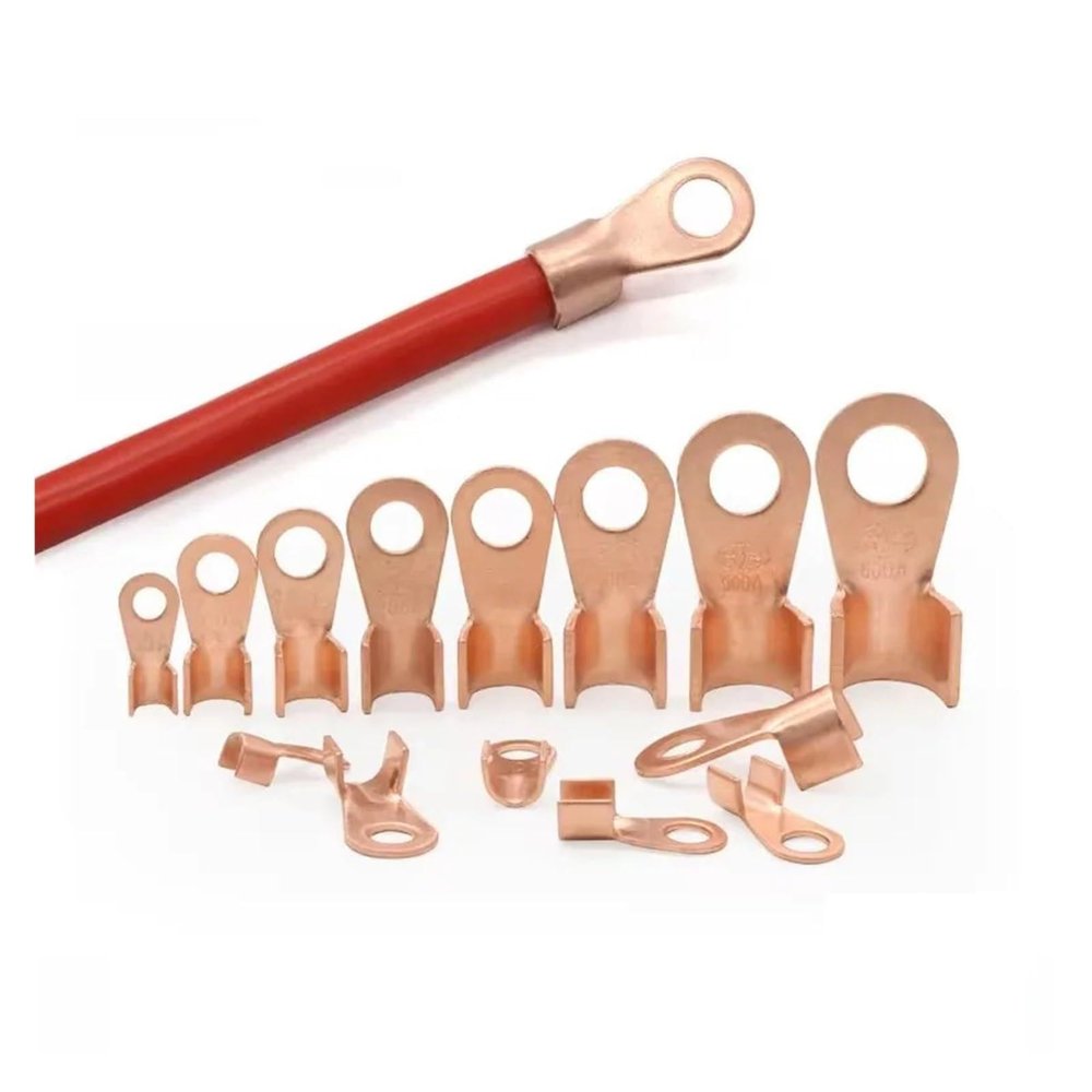 IINKUEYK OT-Type Wire Terminals, 3A/5A/10A/20A/30A/40A/50A/60A/80A Bare Copper Open-Mouth Crimp Lugs (50A, 30 pcs.)