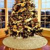Morbuy Sequin Christmas Tree Skirt, Round Silver Tree Cover, 90 cm view 3
