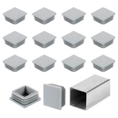 sourcing map 38 mm Square Tube End Caps, 16-Pack, Gray