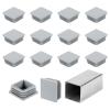 sourcing map 38 mm Square Tube End Caps, 16-Pack, Gray view 1