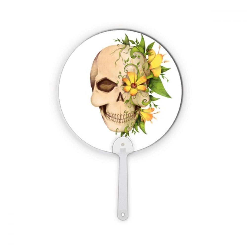 Nein/Nein Flower | Skeleton Illustration Plastic Round Hand Fan Decoration