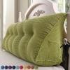 Bed Backrest Pillow 100 cm, Green Corduroy Wedge Cushion with Side Pocket view 1