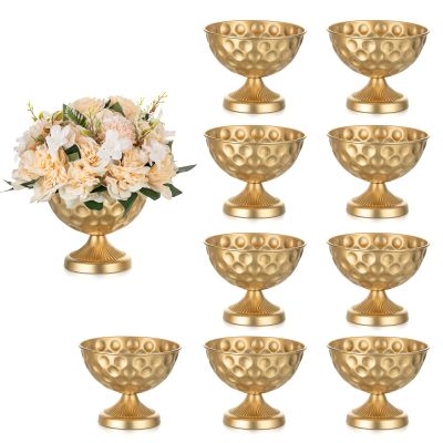 Sziqiqi Gold Metal Urn Vase Set of 10, 15.5 cm Tall