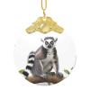 Ring-Tailed Lemur 2024 Gold Glass Christmas Ornament view 1