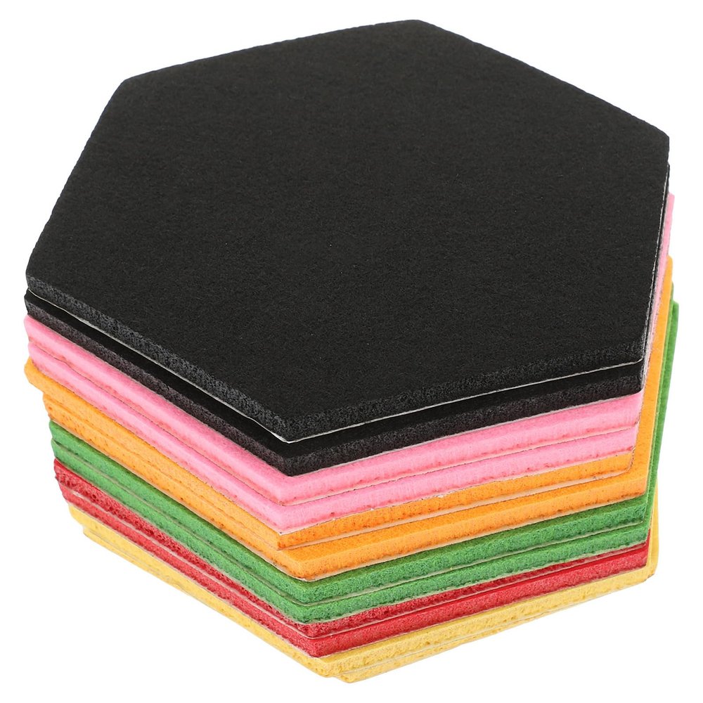 12 Self-Adhesive Hexagonal Felt Wall Stickers for Office and School