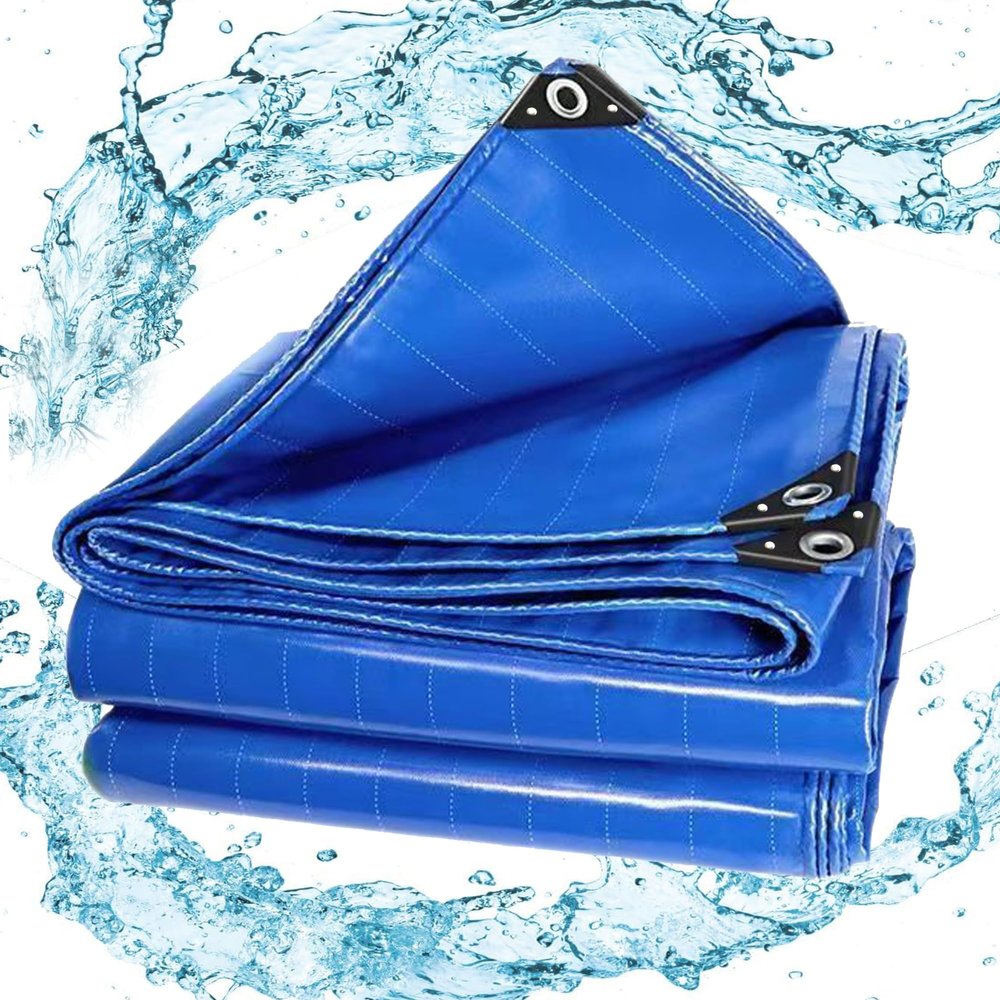 Truck-Tarpaulin Fabric Cover Tarp, 1.5 x 15.5 m, 500 g/m², Waterproof, Tear-Resistant, Blue, LXX94W